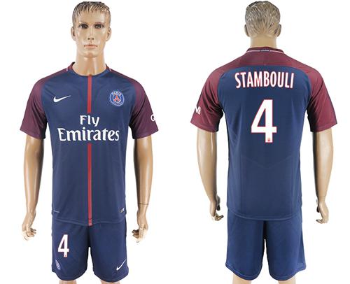 Paris Saint-Germain #4 Stambouli Home Soccer Club Jersey - Click Image to Close